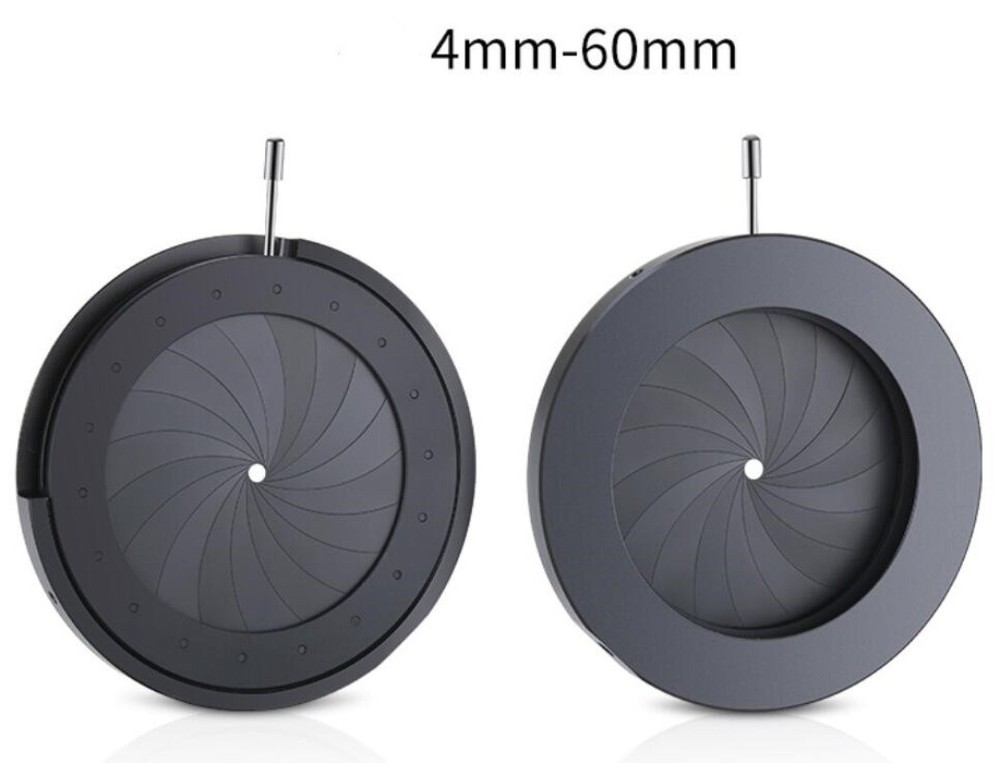 4-60mm Adjustable Iris Diaphragm Aperture Camera Microscope w Supporting Bracket