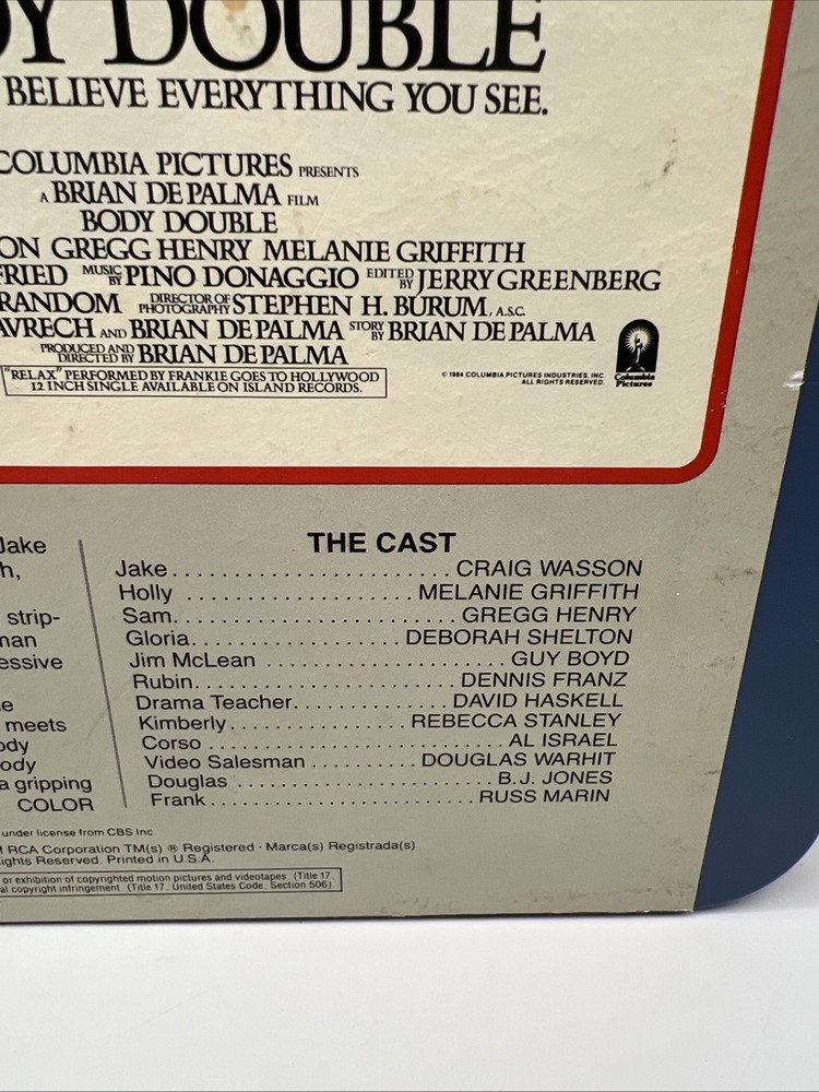 Body Double (1984) Vintage CED RCA SelectaVision Videodisc