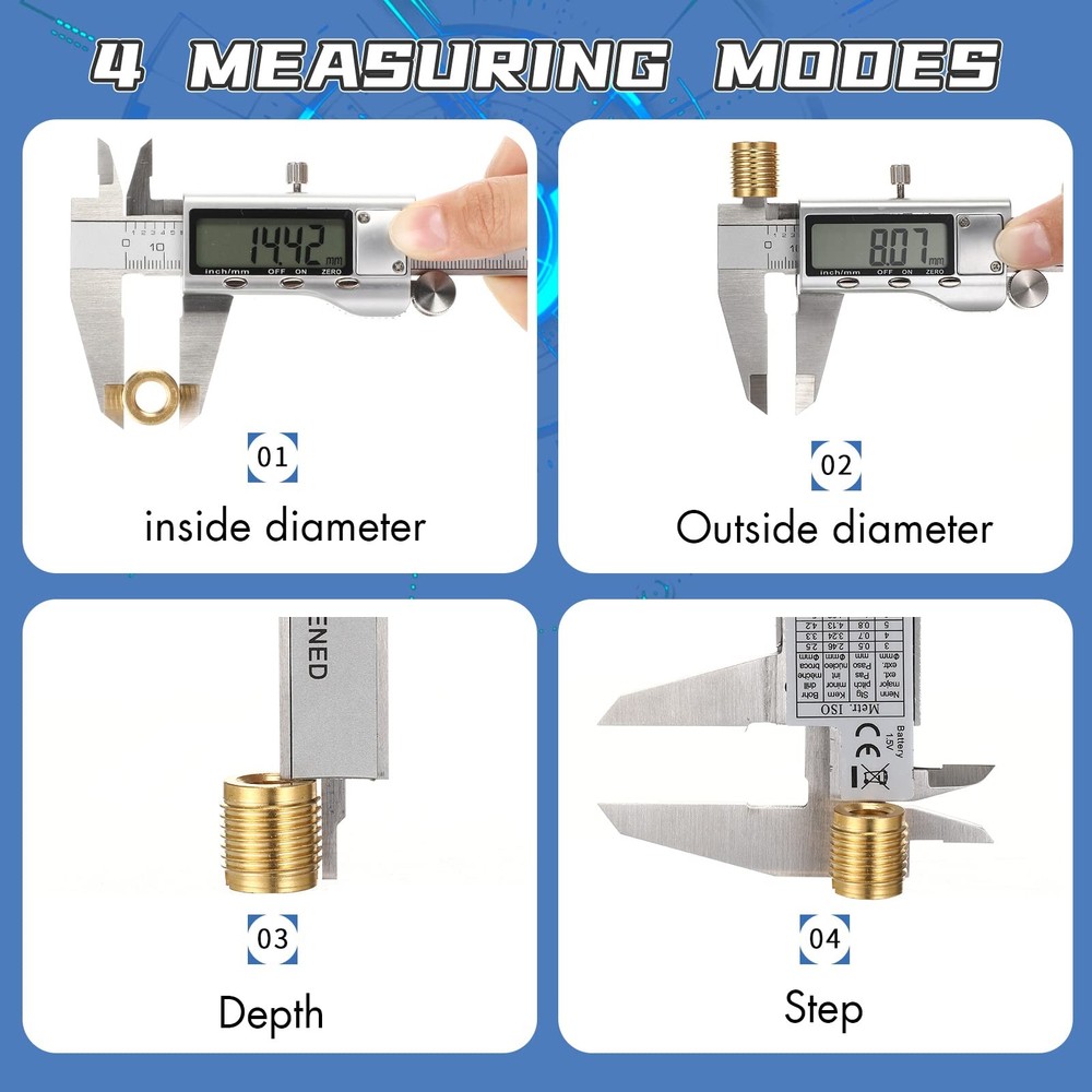 Digital Caliper Measuring Tool, Stainless Steel Vernier Caliper Digital Micro...