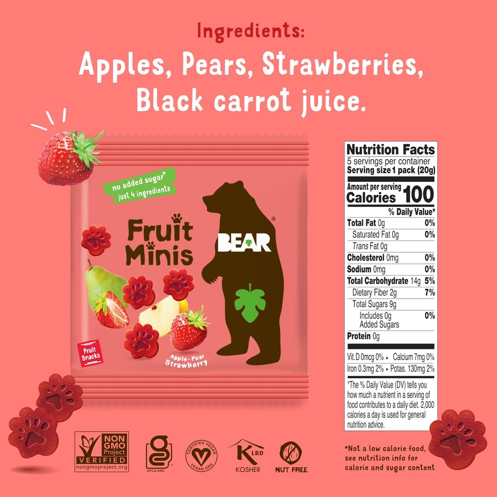 Real Fruit Snack Minis, Strawberry