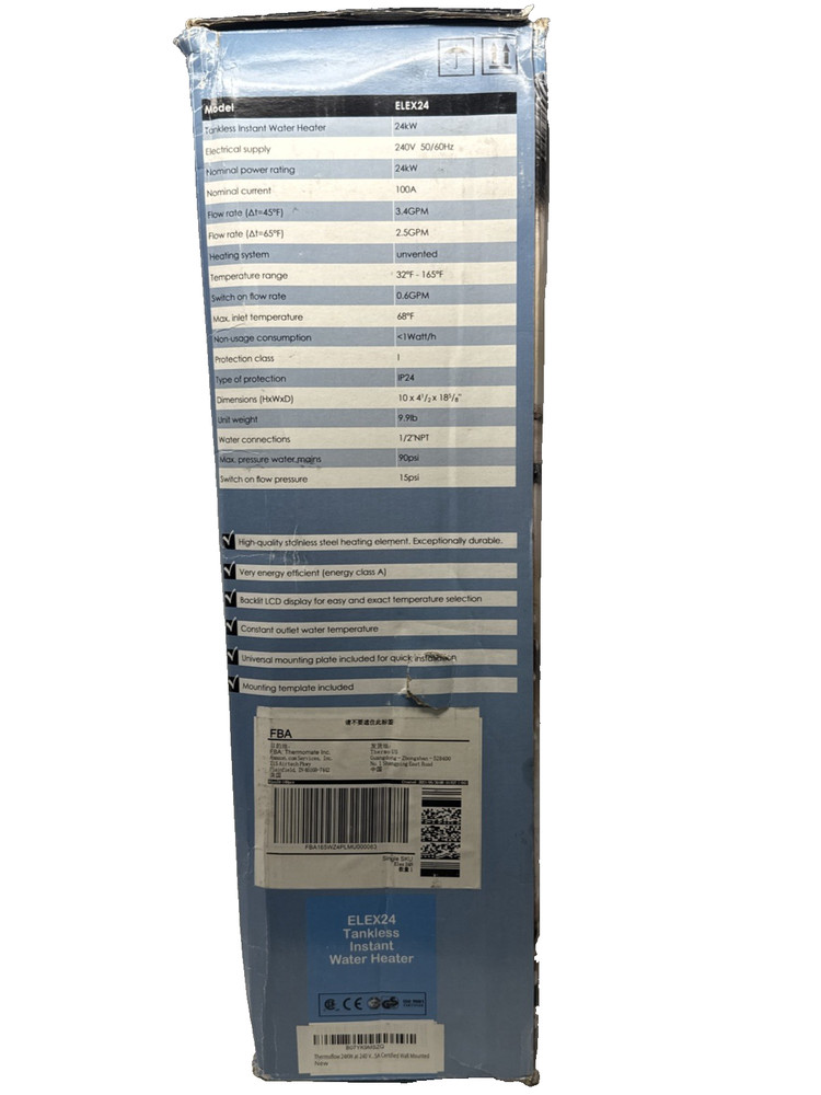 Thermoflow ELEX24 Tankless Instant Water Heater 24kW 240V Electric New Open Box