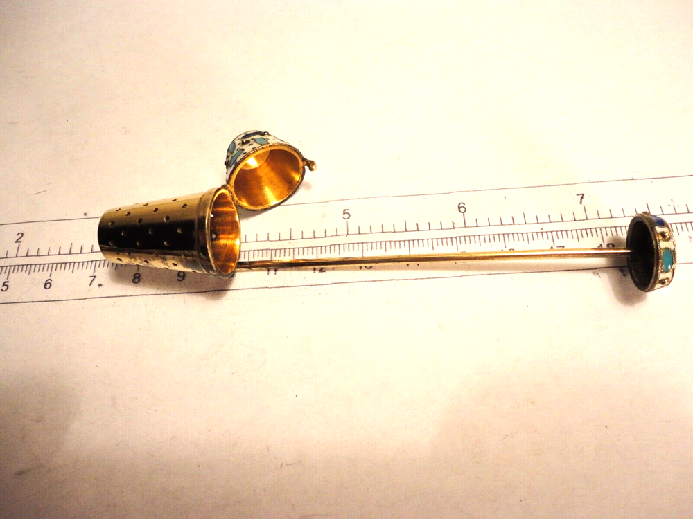 Soviet Union Era Silver 916 Gilt Tea Strainer, Enamel