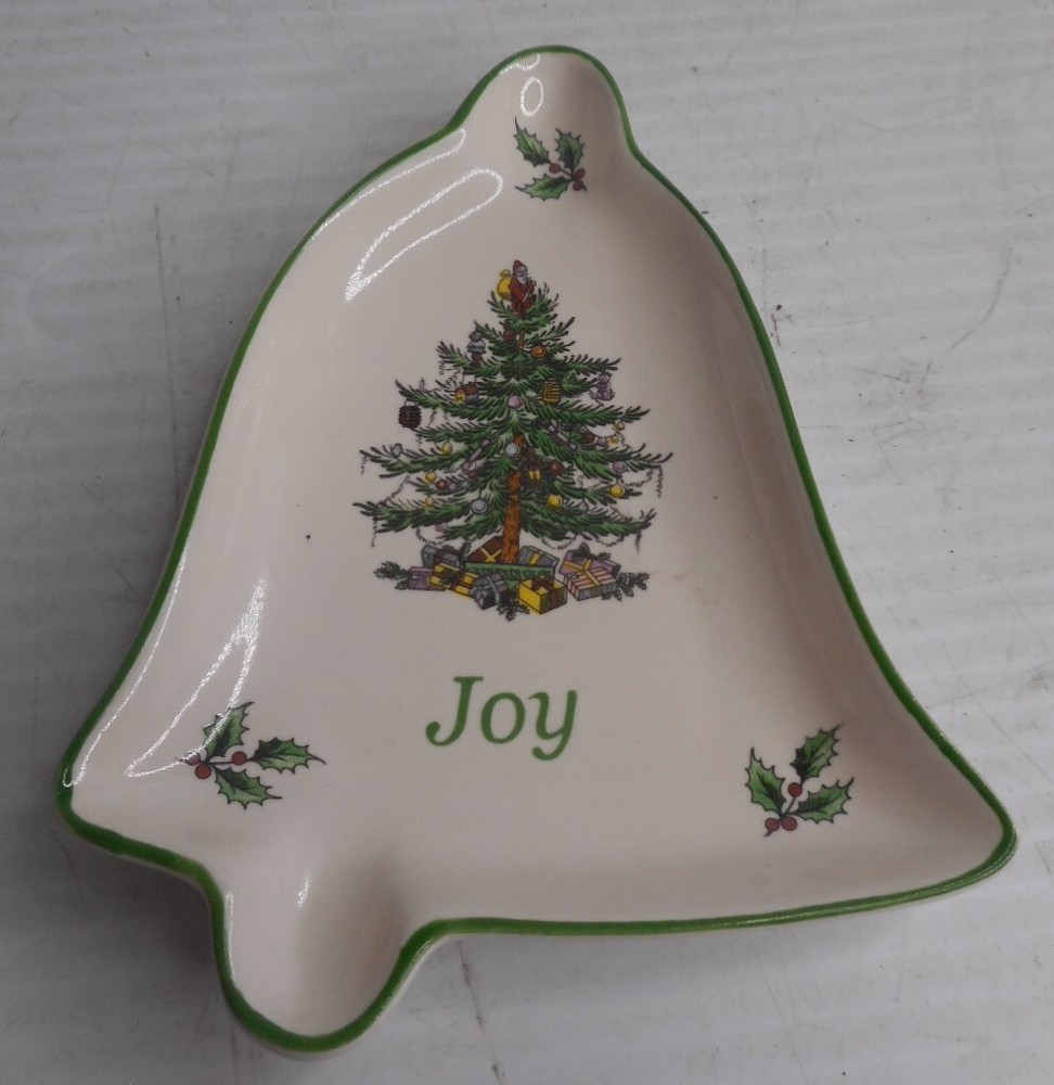 SPODE CHRISTMAS TREE JOY SMALL BELL SHAPED CANDY DISH S3324-A7  c. 1938