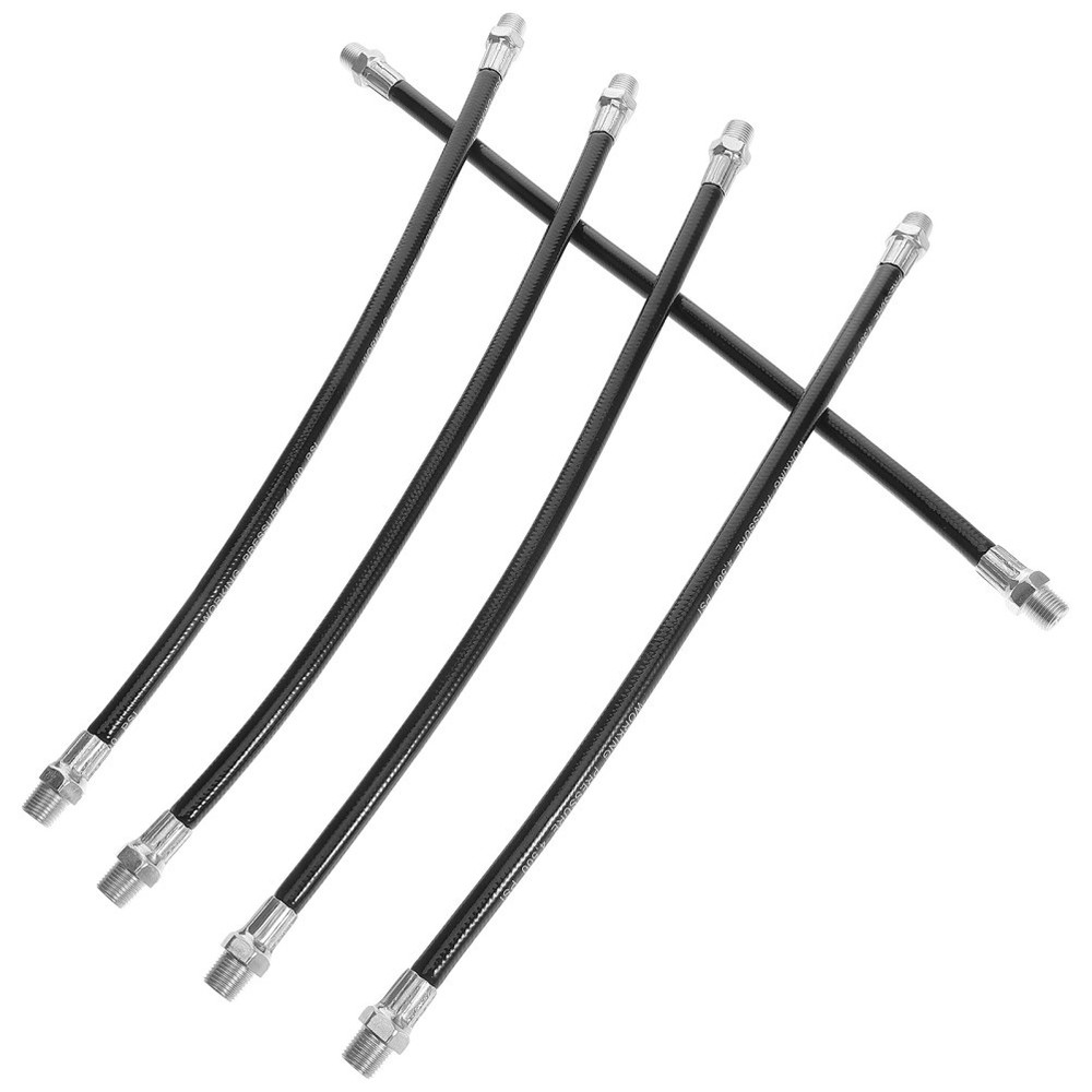5 Pcs Flex Extension Hoses Quick Release Grease Coupler Double Handle Nozzle