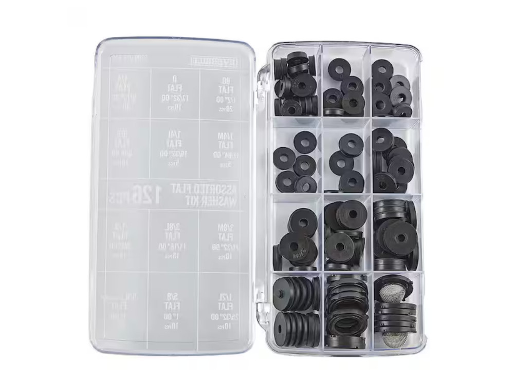 Everbilt Flat Rubber Washer Pro Assortment Kit (126-Pieces)-Missing some