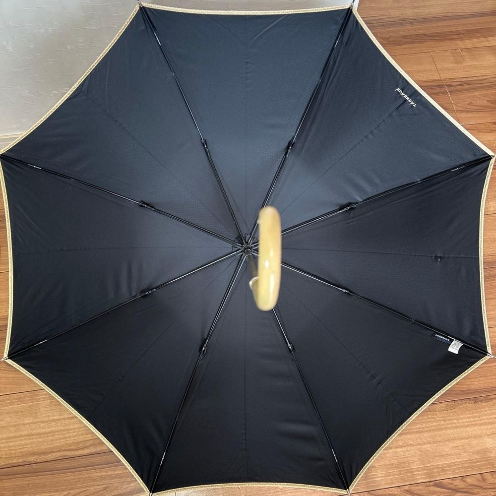 BURBERRY Long Umbrella Black Check Pattern Rain Shield Authentic Rare