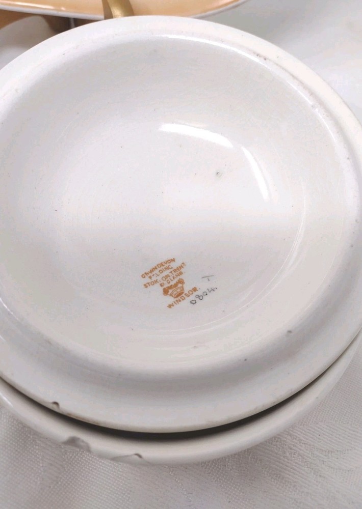 Devonware England Vanity Set Crown Tray Dish Cup Bone China Floral