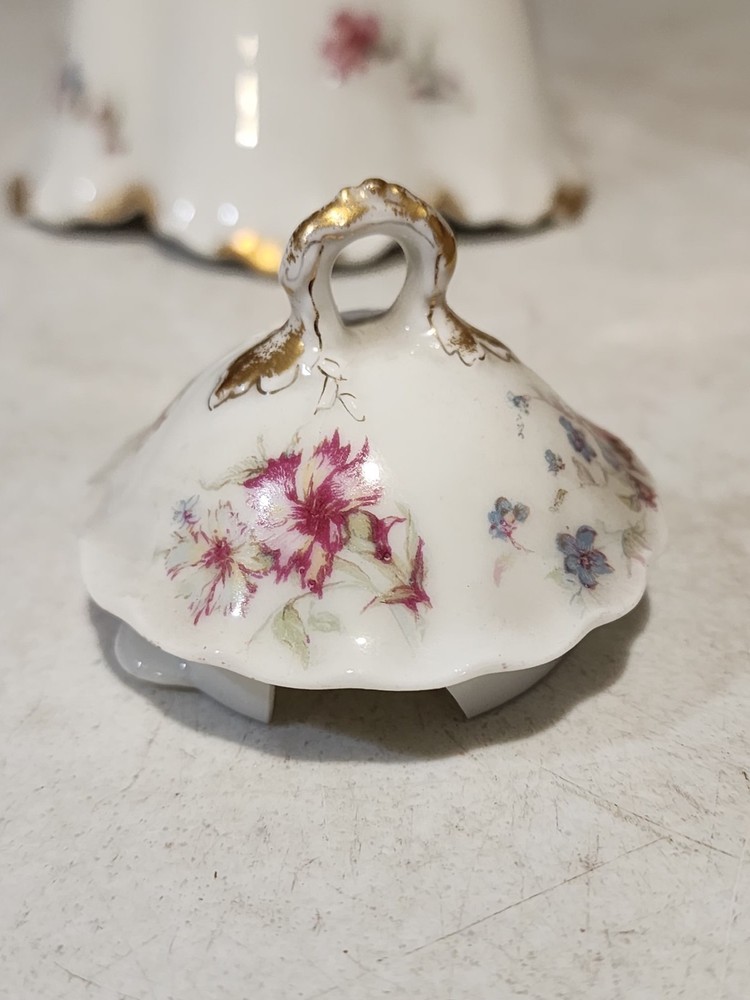 Haviland Limoges Schleiger Chocolate Pot Carnation Pattern With Lid READ