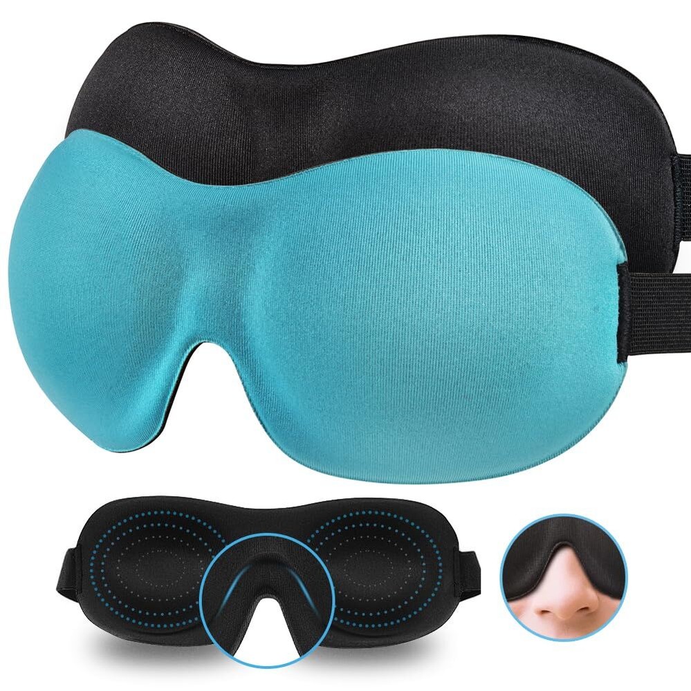 2 Pack Sleep Mask 3D Contoured Blinder & Blindfold Super Soft Masks