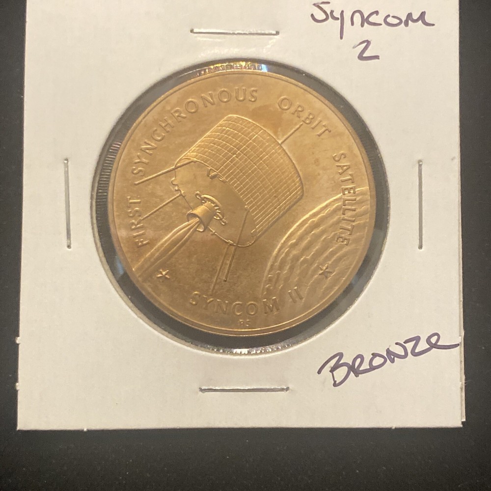 Vintage Syncom 2 Bronze Token Space Synchronous Orbit Satellite Token