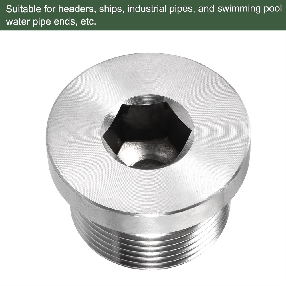 M26 x 1.5 Stainless Steel Internal Hex Head Socket Pipe Fitting (Silver)