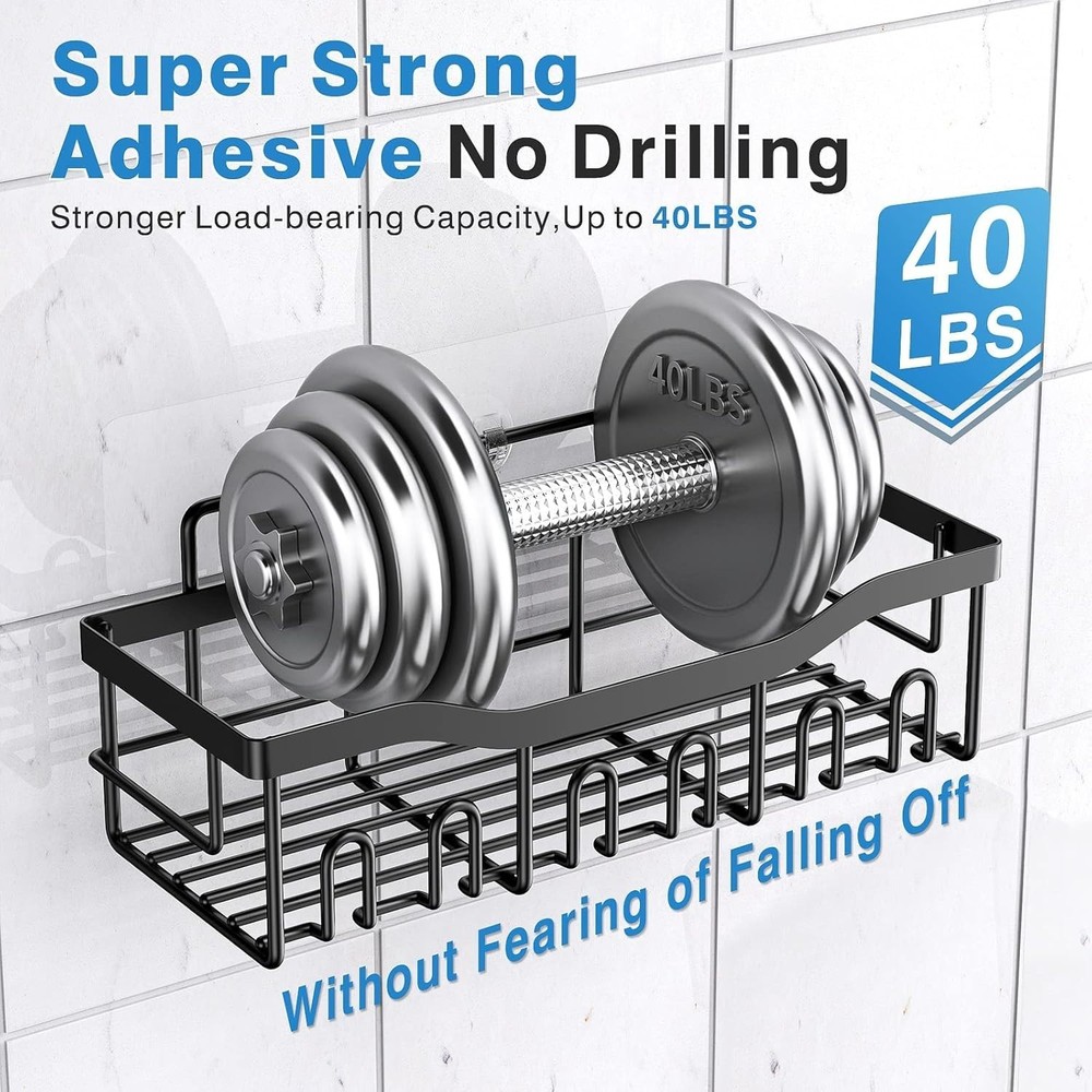 Versatile Adhesive Shower Storage – 5 Pack Set, 40 lb Capacity, Modern Design