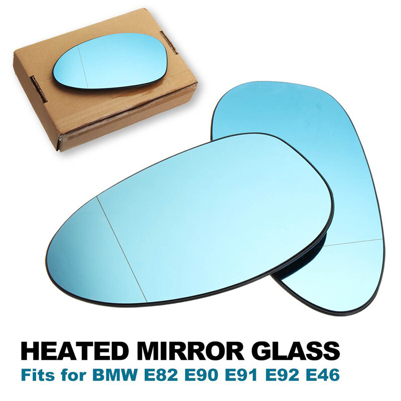 for BMW E90 E91 E92 E93 E81 E82 E87 E88 E46 Mirror Glass Heated Blue Pair