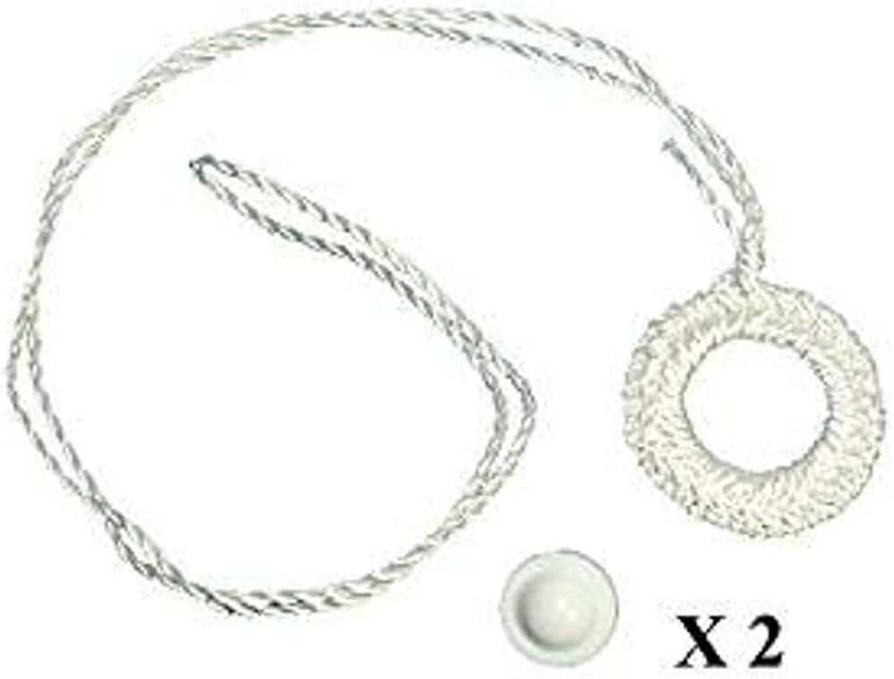Two Pack Roller Window Shade Double Crochet White Ring Pull & Screw Button Set F