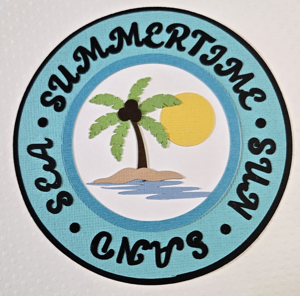 Summertime Tropical Circle Title. Scrapbook, Card Making Paper Piecing