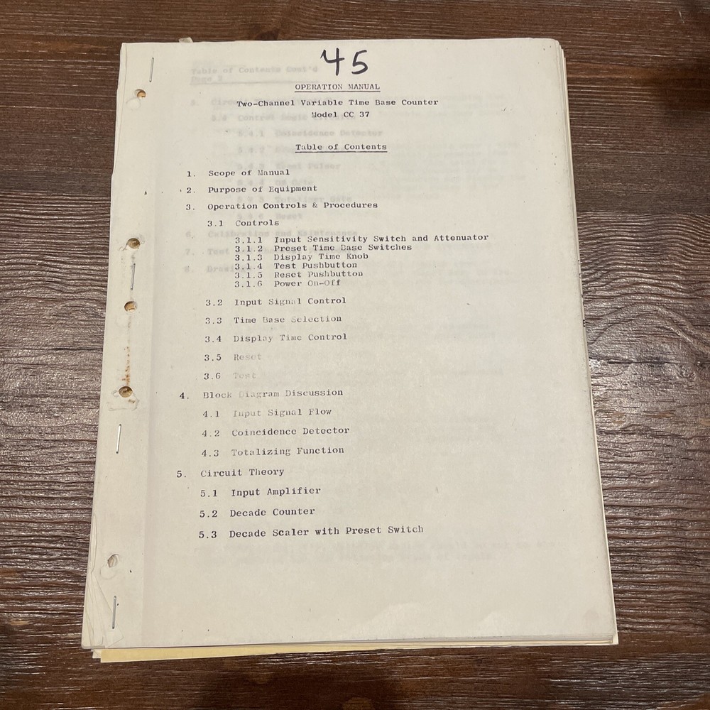 Spaco Model CC 37 Variable Time Base Counter  Manual