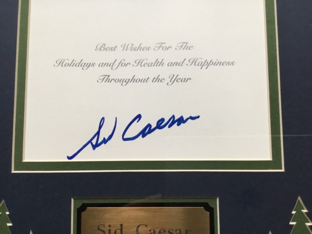 Rare Sid Caesar In-Person Signed Christmas Card with Custom Framing