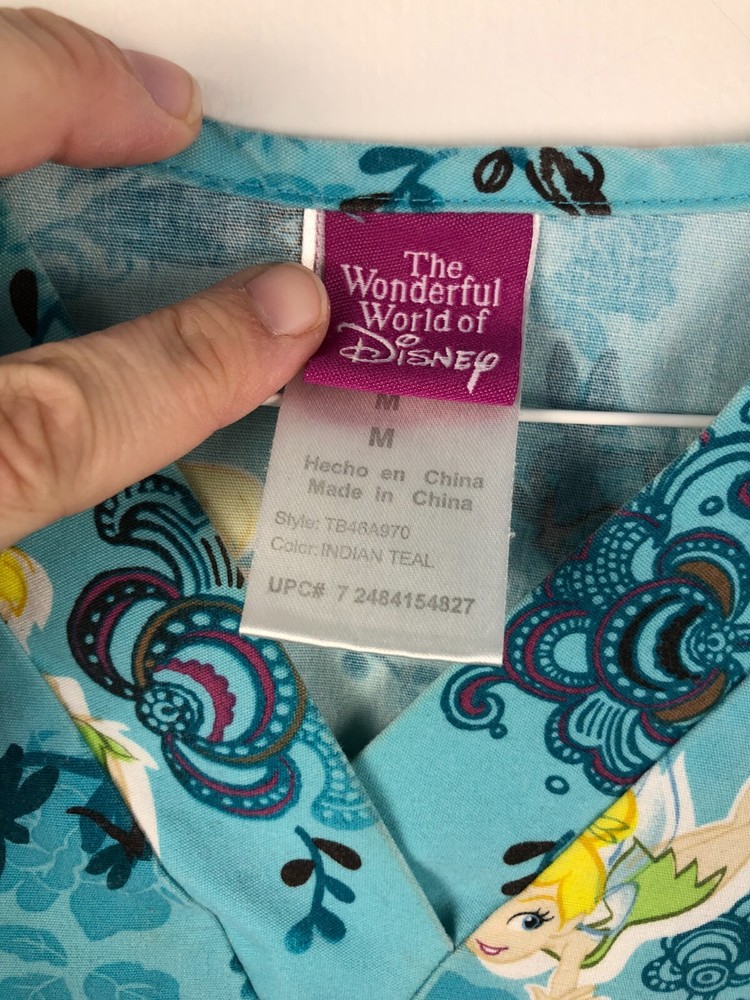 Disney Tinkerbell Ladies Scrub Top Size Medium