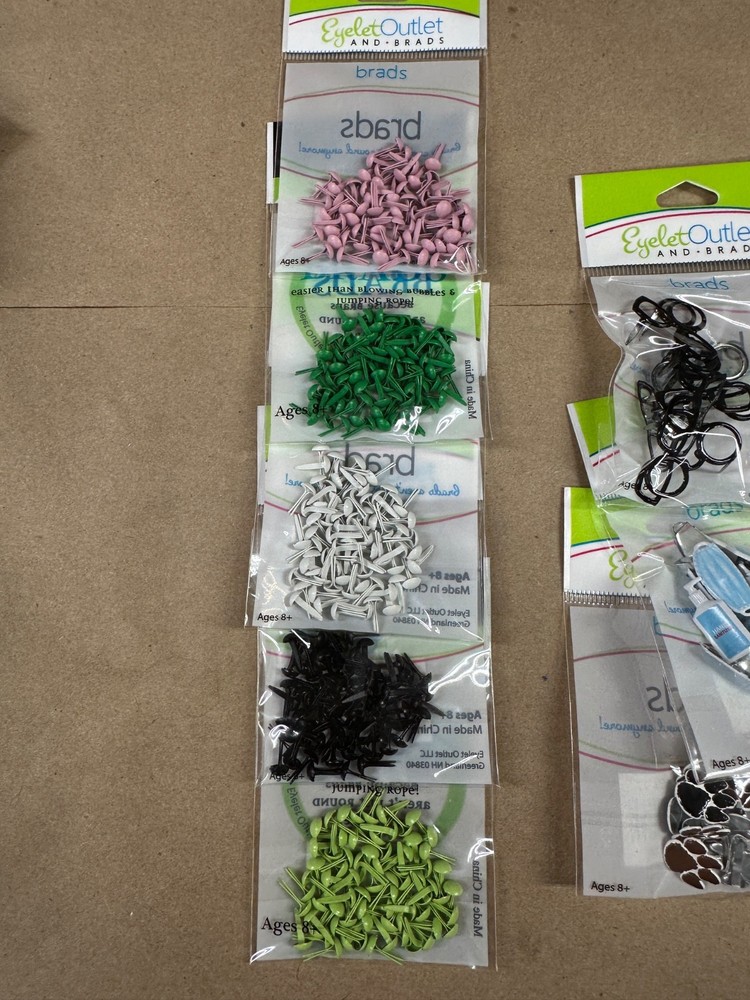 10 Eyelet Outlet decorative & solid brad packages bundle lot