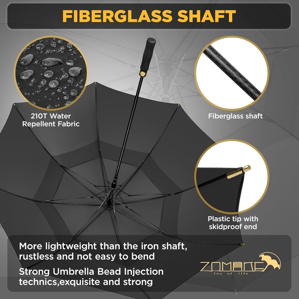 Golf Umbrella Windproof, Extra Large Oversized Heavy Duty Double Canopy for R...