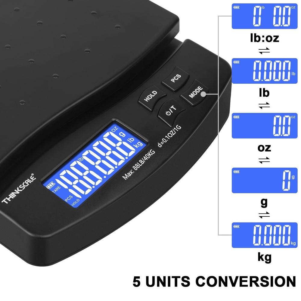 88lb Shipping Scale, 0.1oz Precision, Digital Postal Scale with Large LCD, Ho...