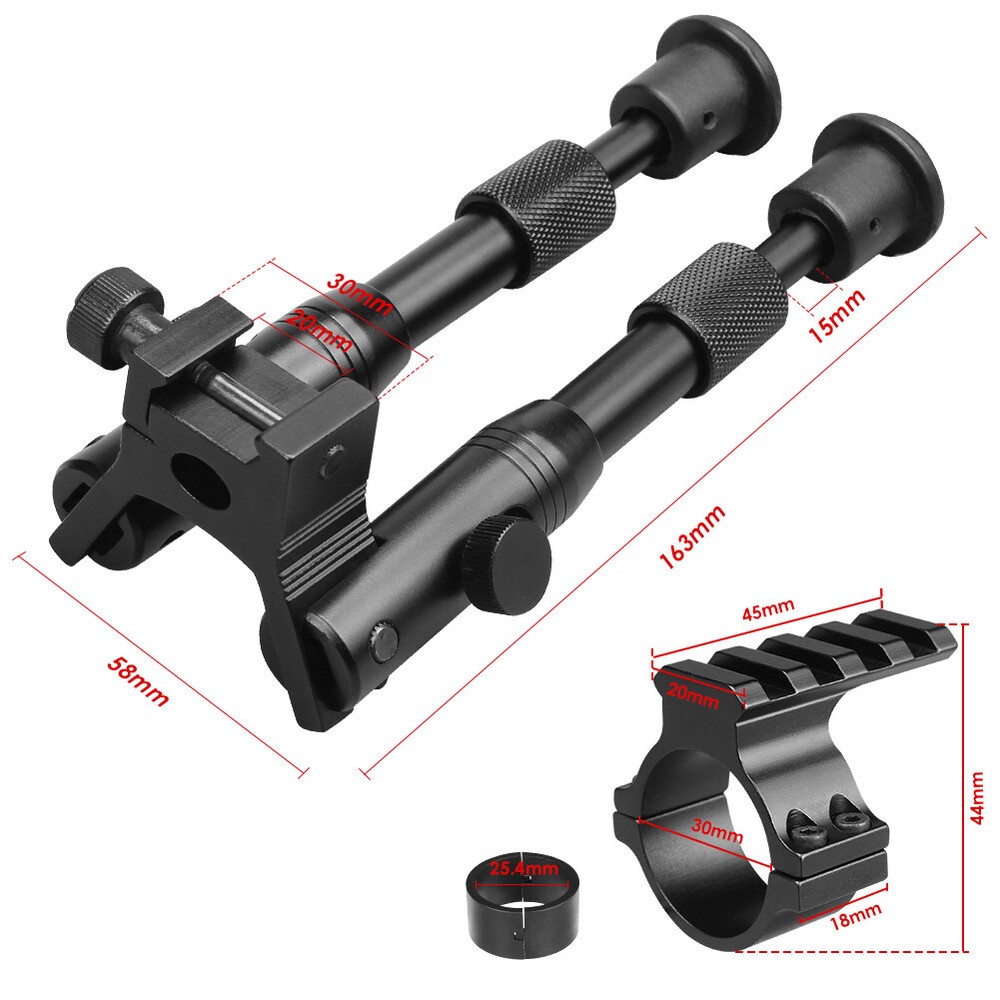 6 Inches Tactical Rifle Bipod Adjustable Spring Return 20mm Rail Adapter Mount