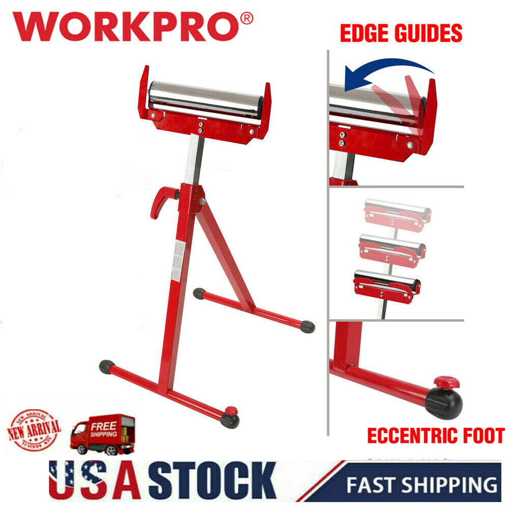 WORKPRO Folding Roller Stand Height Adjustable Heavy Duty 250 LB Load Capacity
