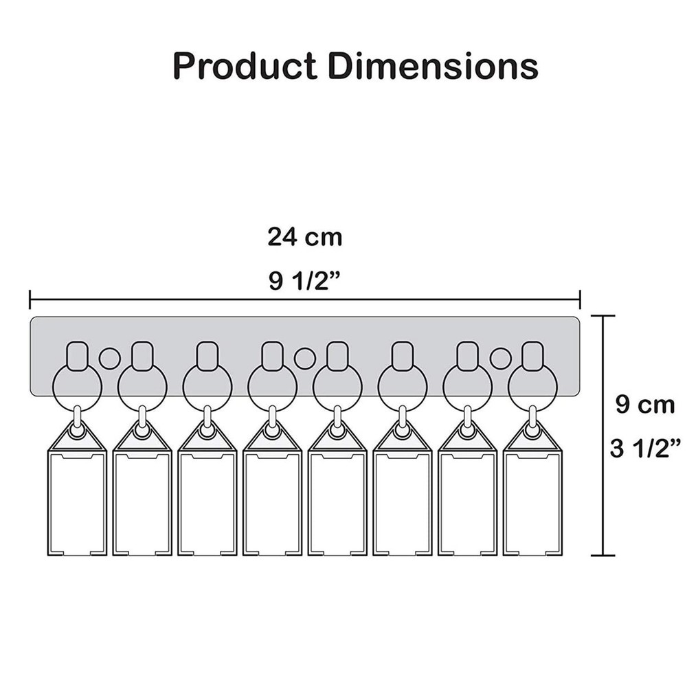 Acrimet Key Tag Rack w/ 8 Keyring Tags (Self-Adhesive Key Storage Rack) (2 Pack)