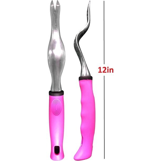Garden Guru Pink Hand Weeder Tool with Ergonomic Handle, Rust Resistant, 2pack