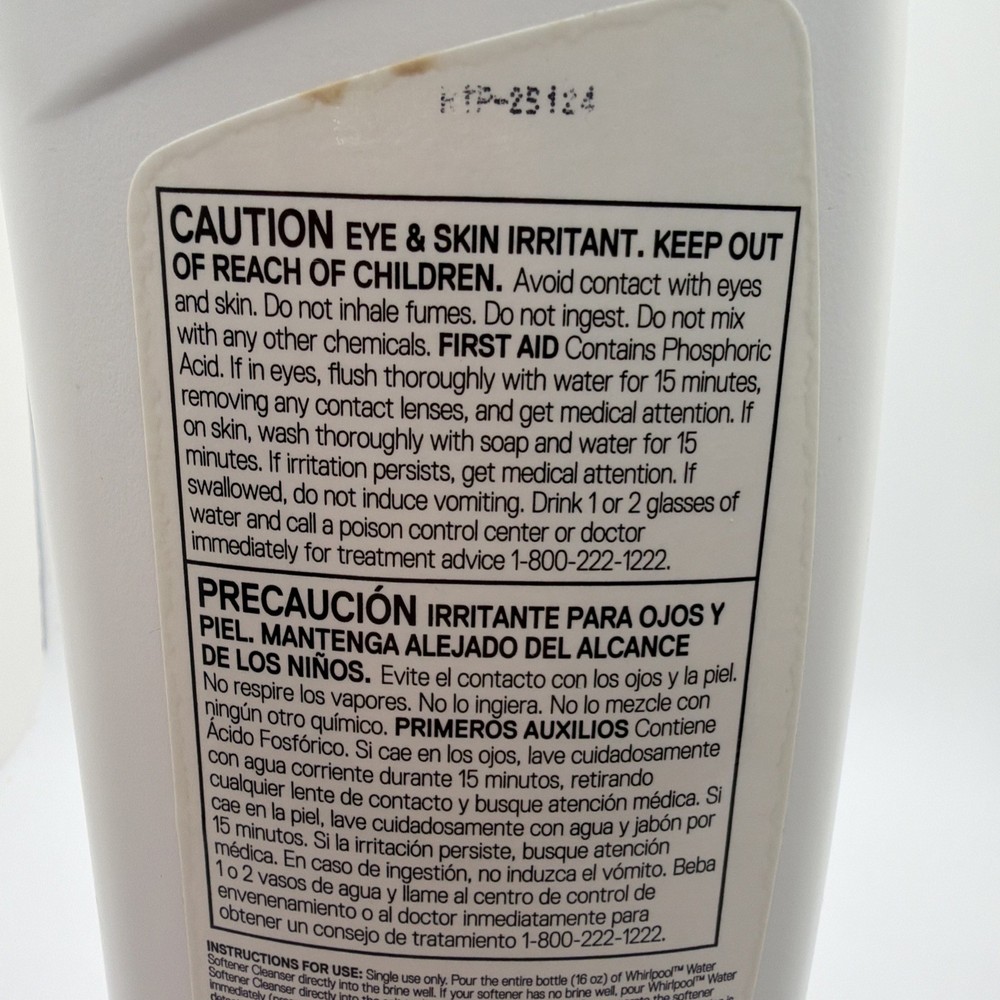 Whirlpool 287317 Water Softener Cleanser WHE-WSC 16 oz, New.