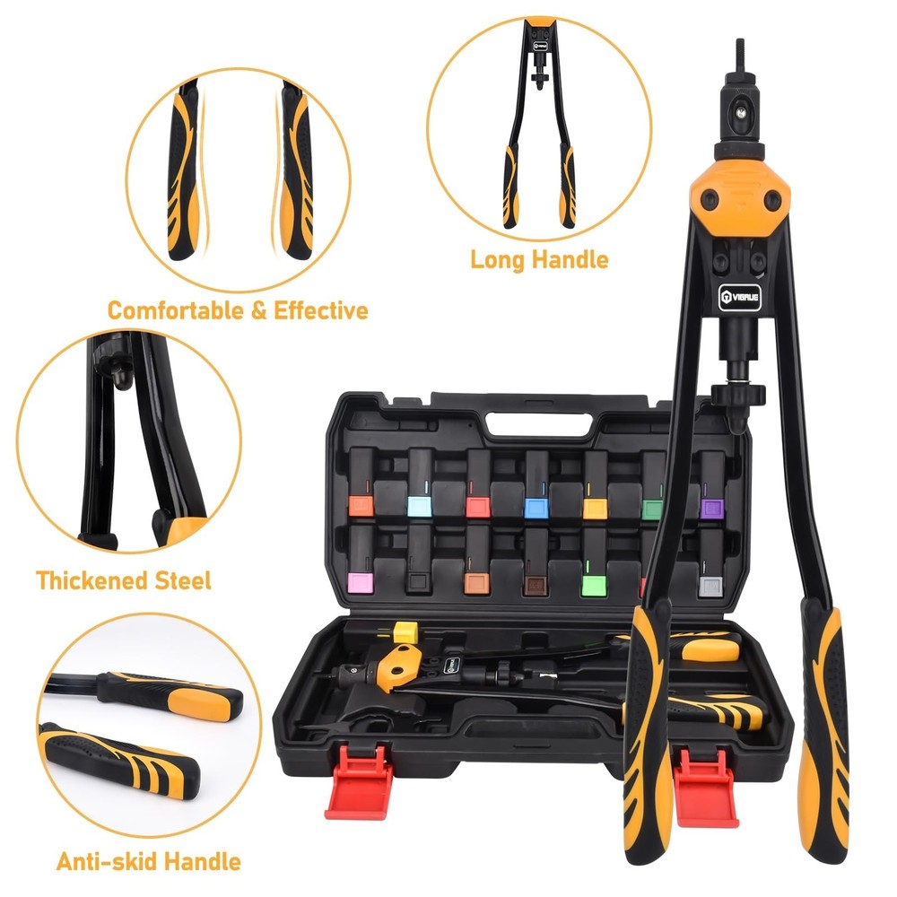 VIGRUE 16'' Rivet Nut Tool Kit Nutserts Rivnut Hand Tool Set with 15PCS Metri...