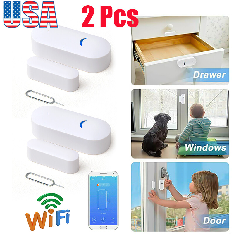 2X WIFI Smart Wireless Window Door Burglar Security Alarm System Magnetic Sensor
