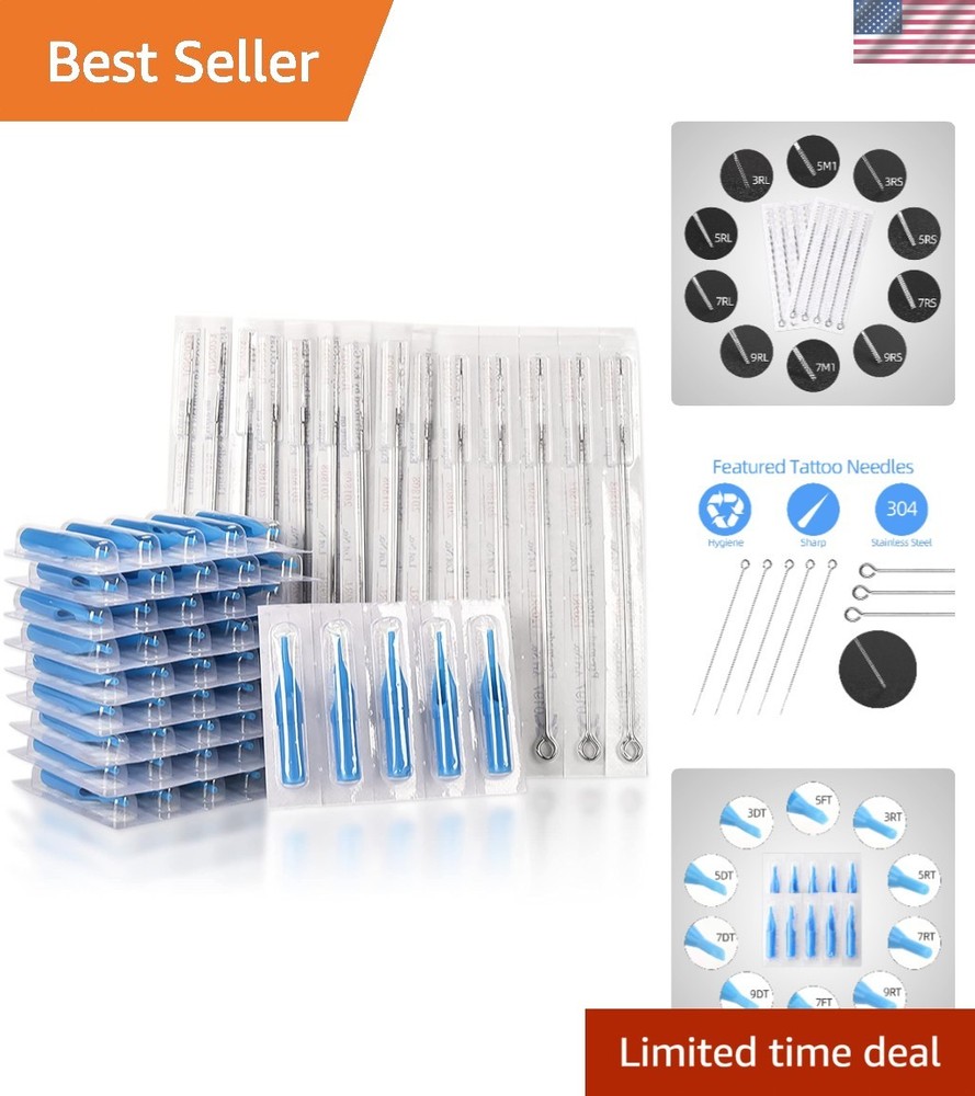 Comprehensive Tattoo Needles Set - 100pcs Assorted, Sterile & Water Resistant