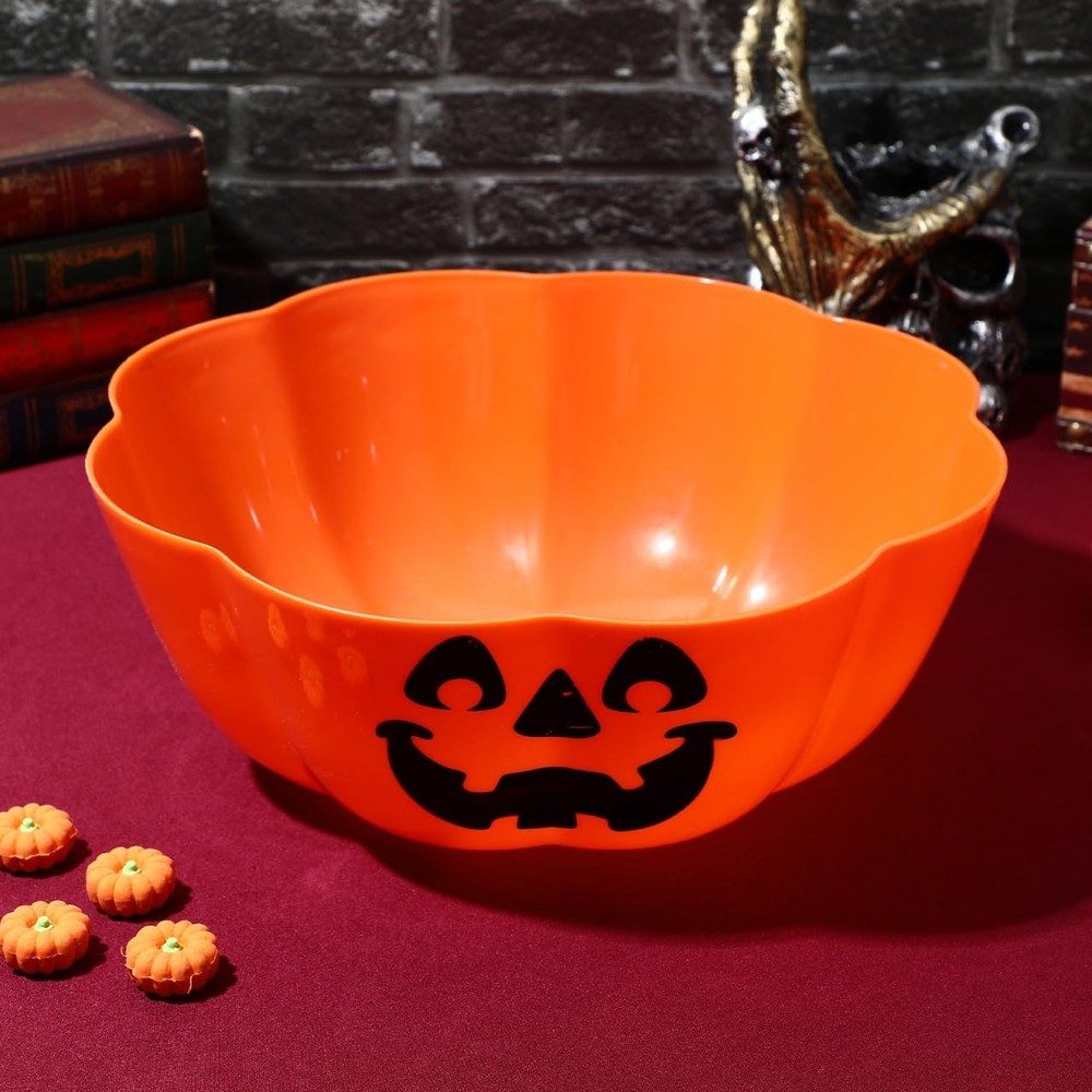UPKOCH Halloween Pumpkin Candy Bowl, Large Orange Snack Dish, Multi-Function Fru