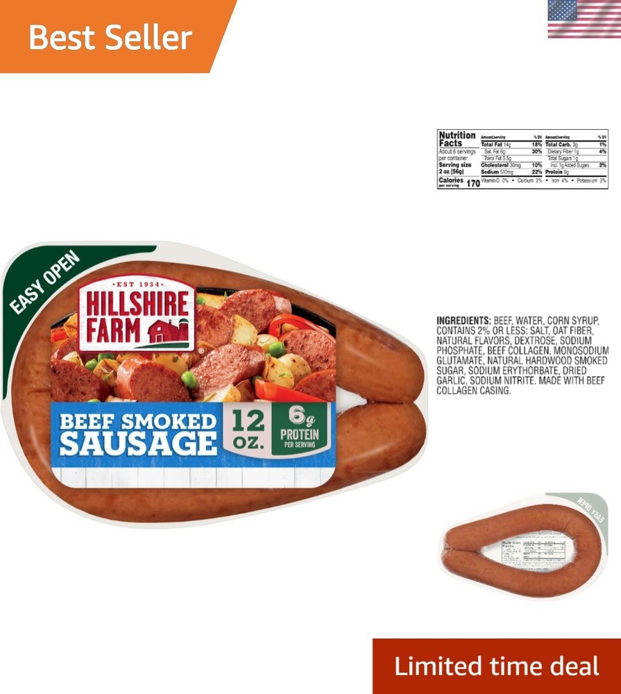 Delicious Beef Smoked Sausage Rope, 12 oz - Quick and Easy Dinner Solution