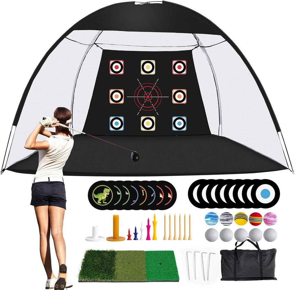Golf Net, 10 x 7ft Backyard Practice net, Golf Hitting,Driving Net with mat f...