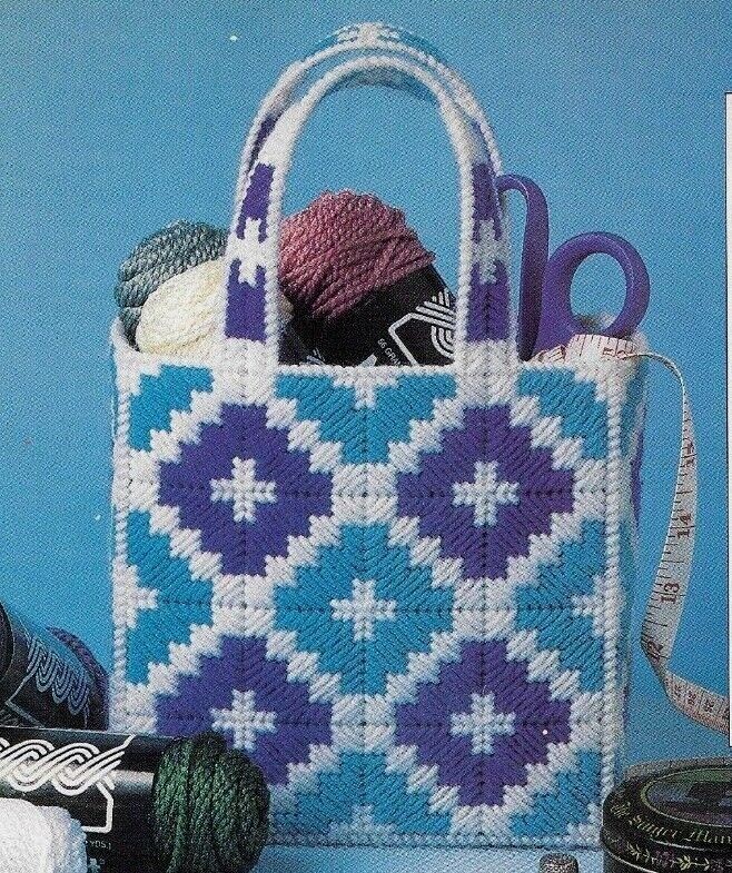 QUICK & EASY TOTE BAG HOME DECOR PLASTIC CANVAS PATTERN INSTRUCTIONS