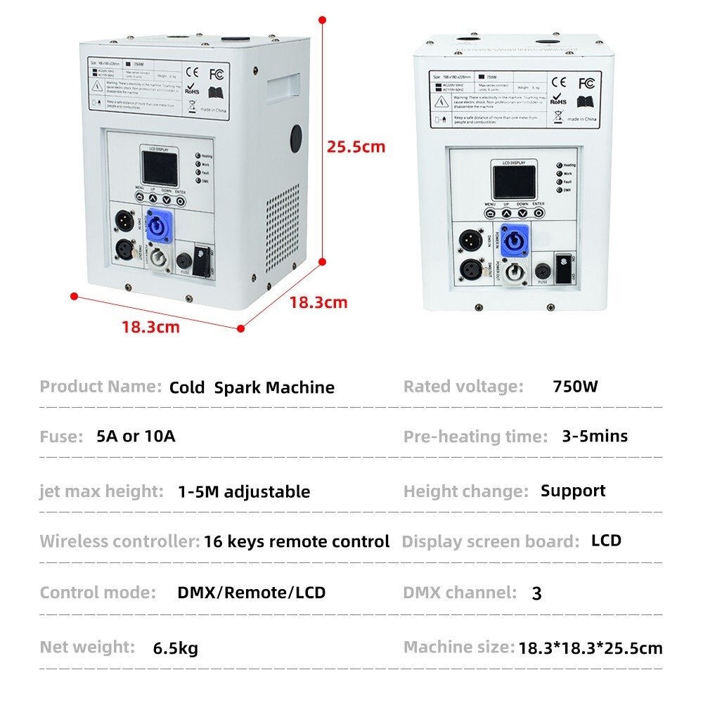 2PCS 750W Cold Spark Machine Stage Effect DMX Firework Party Wedding Firework