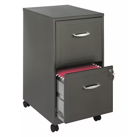 Space Solutions 22616 Mobile File, 18" Deep, 2 Drawer, Charcoal