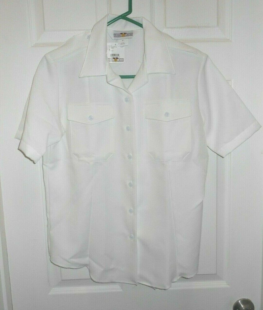 U.S. MILITARY LADIES/MEN'S WHITE POLYESTER SHIRT SHORT see pull down menu