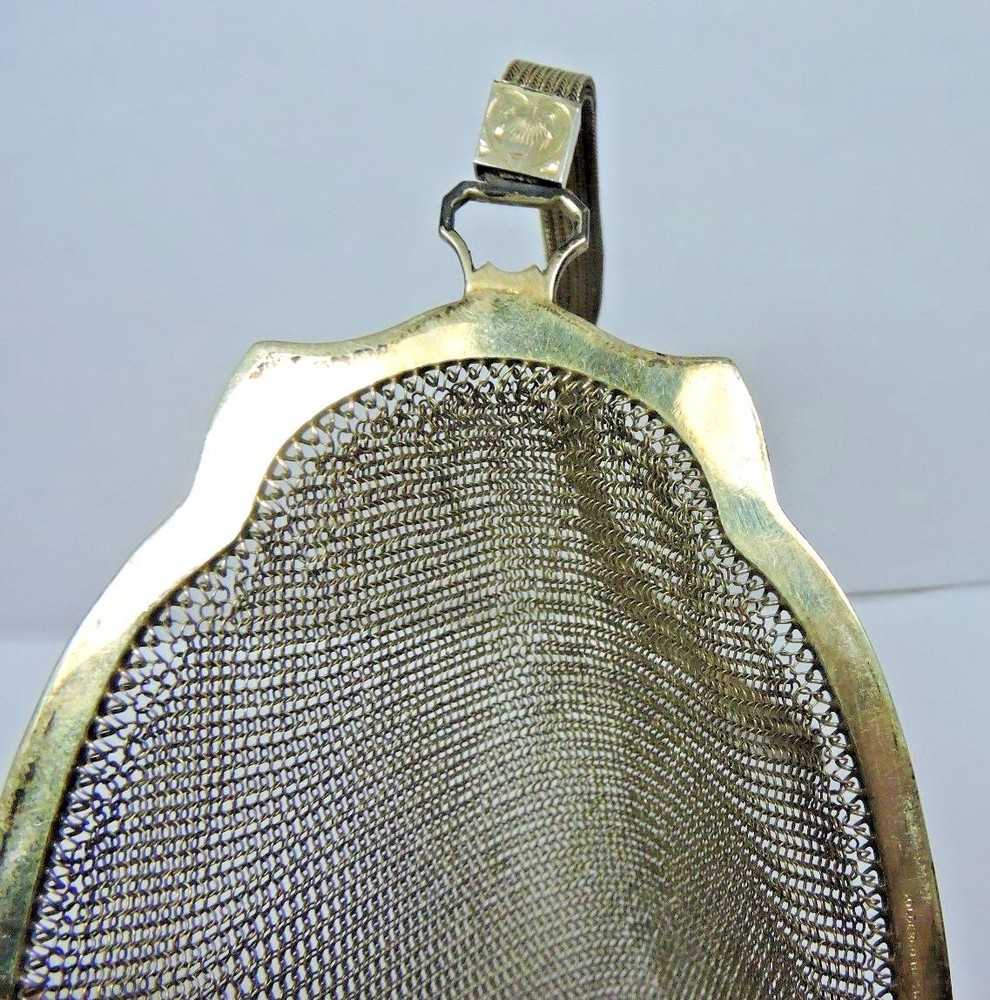 Whiting & Davis Silver Mesh Purse w/ Strap Deco 1930's w/ Strap Engraved Design