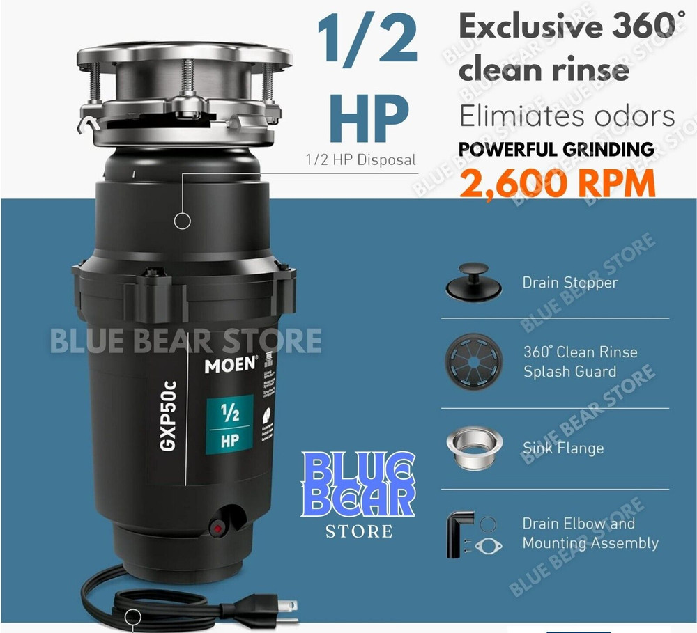 1/2HP Garbage Disposal Compact Food Waste Grinder Garburator Under Kitchen Sink