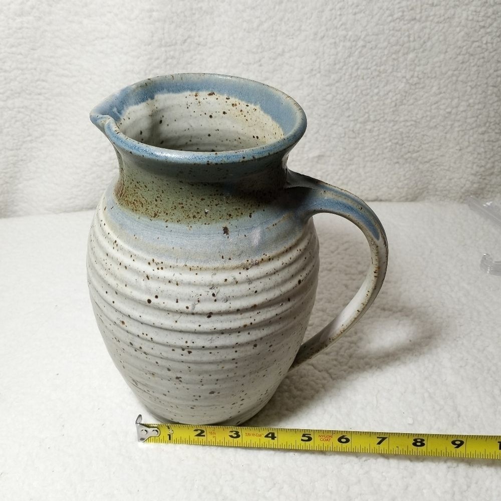 Artist Signed Studio Stoneware Mid Century Pitcher Jug