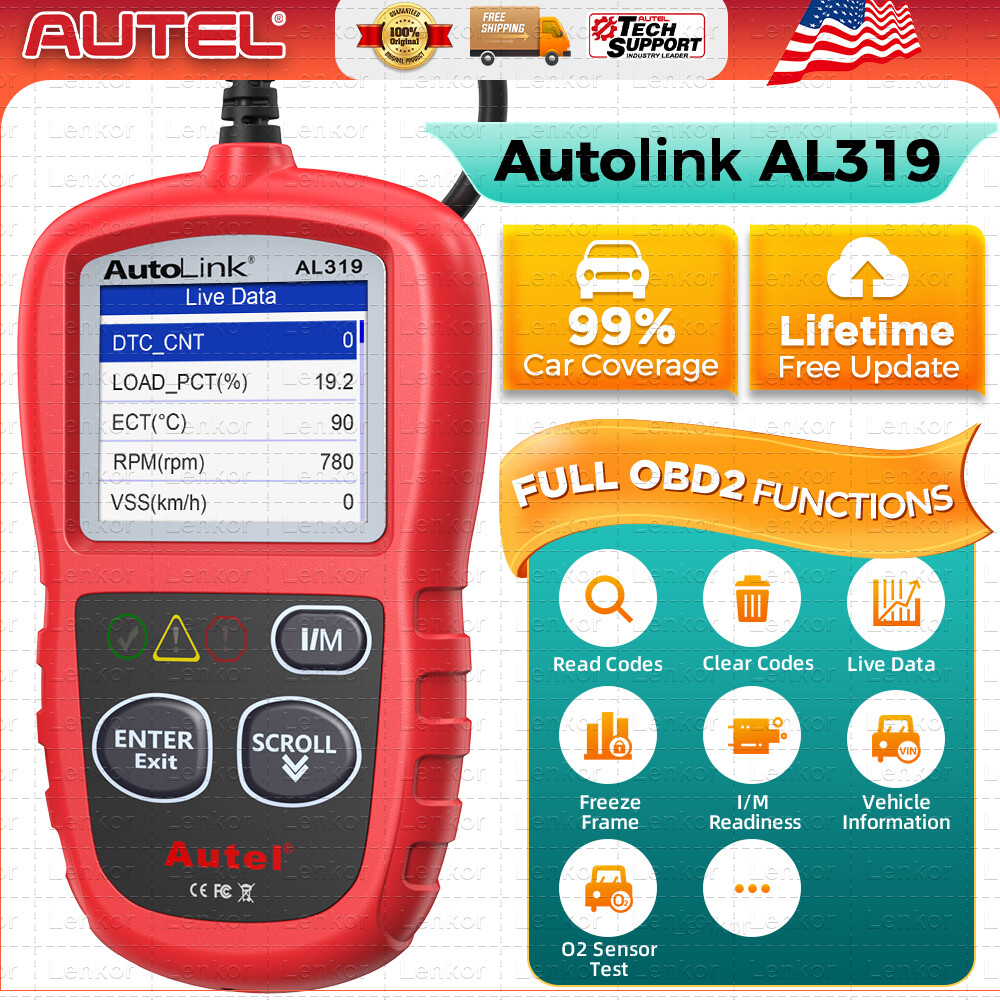 Autel Autolink AL319 OBD2 Scanner Code Reader Check Engine Fault Car Diagnostic
