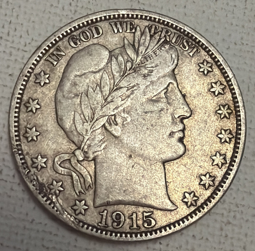 1915-D BARBER HALF DOLLAR - STRONG LIBERTY - VF