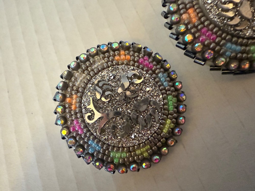 Beaded Round Native Earrings Multicolor Pretty!!