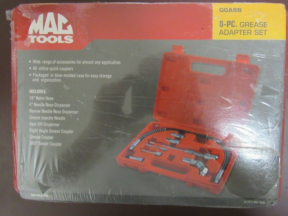 Mac Tools 8 Piece Grease Gun Adapter Set, NEW