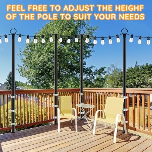 7 Pack String Light Poles,Poles for Outdoor String lights10 Ft 7 Pack-10FT