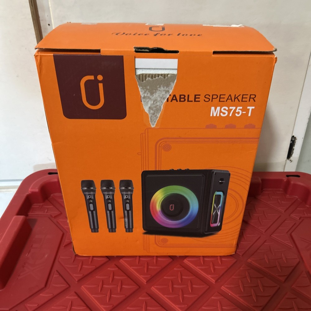 portable speaker with microphones