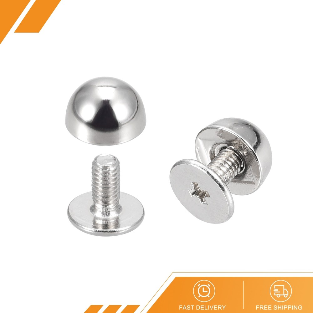 20 Set 8x5mm Screw Back Rivet Solid Round Head Leather Studs Silver